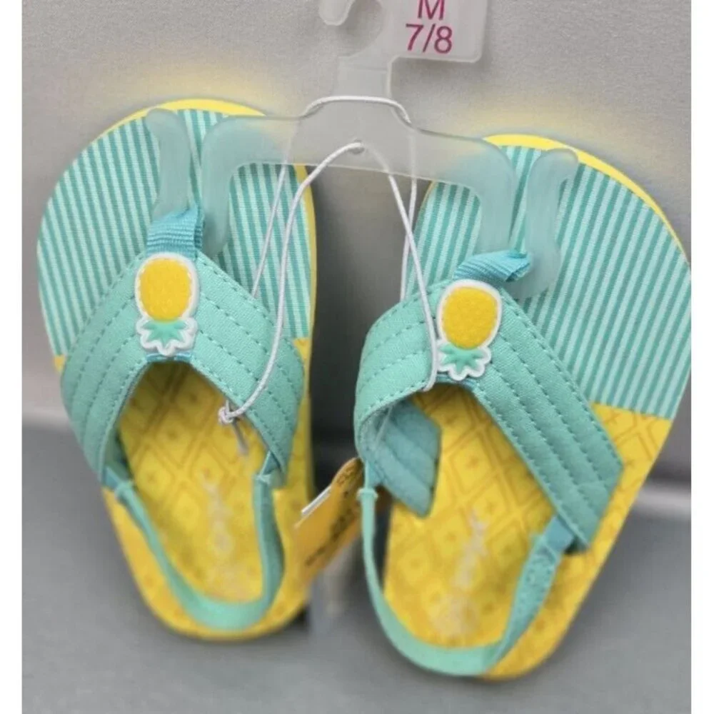 Girl's Pineapple Sandals Cat and Jack 7/8 Slip-on with Back Strap